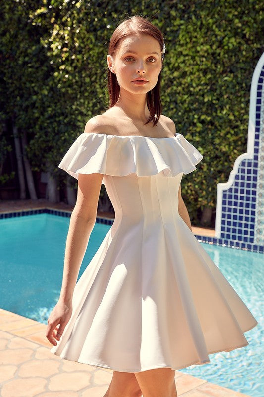 a line ruffle dress Stacees Burgundy Ruffled Homecoming Dress Plunging V-neck A-line Bow Straps