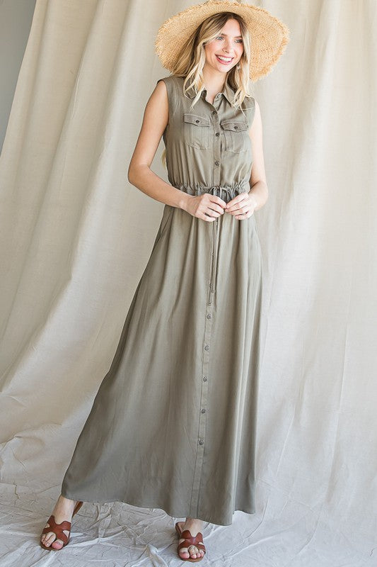 BUTTON DOWN MAXI DRESS