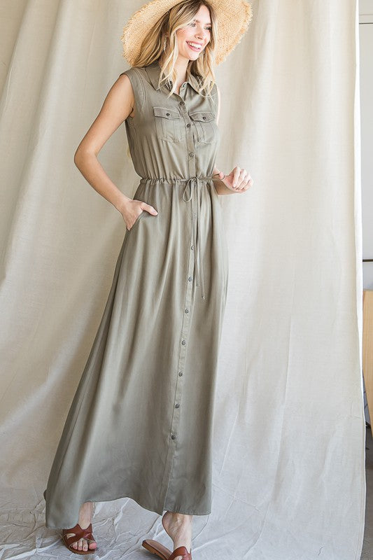 BUTTON DOWN MAXI DRESS