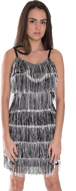 WOMEN'S SHORT ALL-OVER FRINGE FLAPPER DRESS