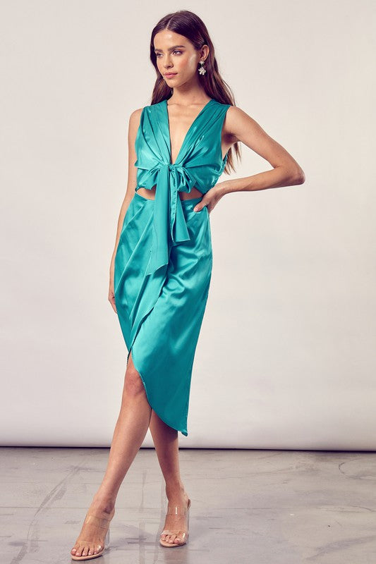 Front Slit Wrap Dress