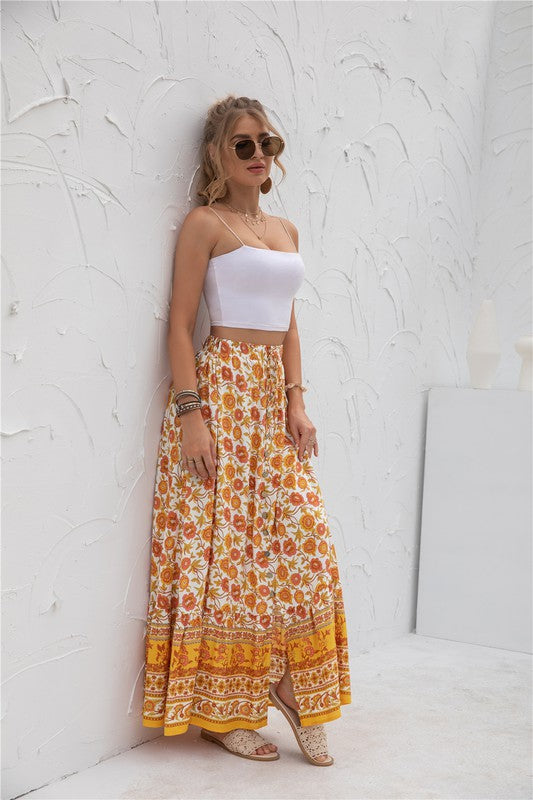 Womens Print Maxi Skirt