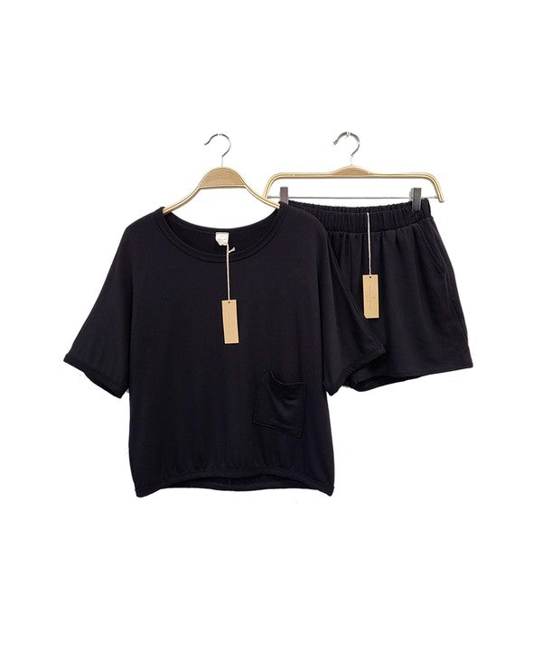 BAMBOO FRENCH TERRY CROP AND SHORTS SET