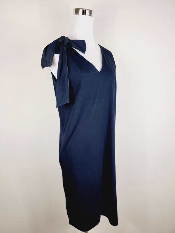 Cotton Jersey dress,One Shoulder Tie with pockets