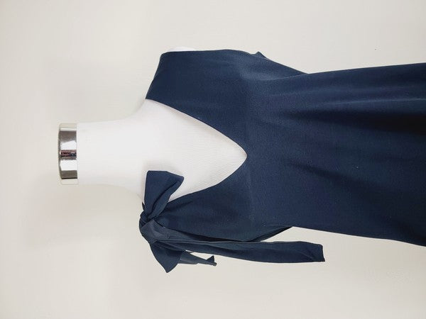 Cotton Jersey dress,One Shoulder Tie with pockets