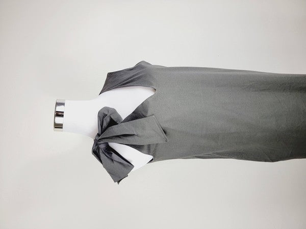 Cotton Jersey dress,One Shoulder Tie with pockets