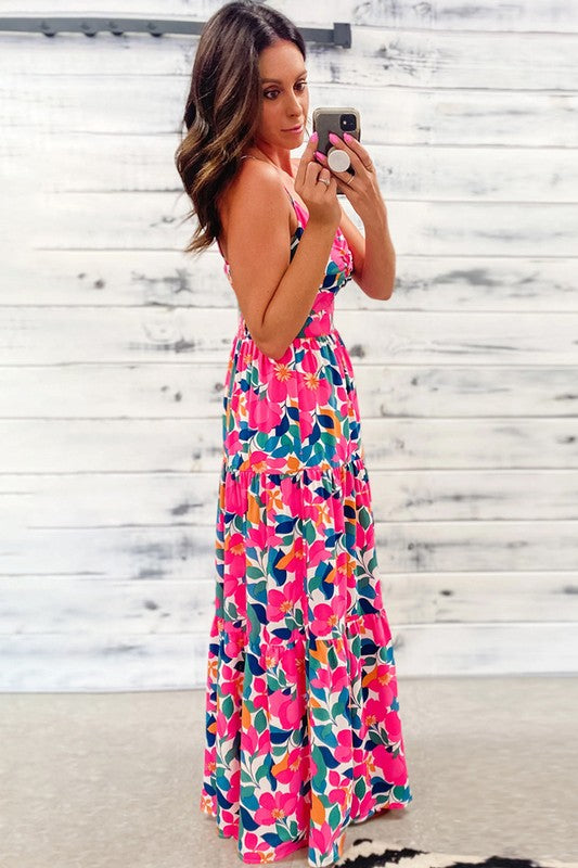 Women Twisted Smocked Back Tiered Maxi Dress