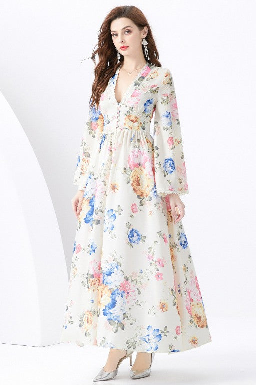 WOMEN FASHION CHIFFON MAXI DRESS